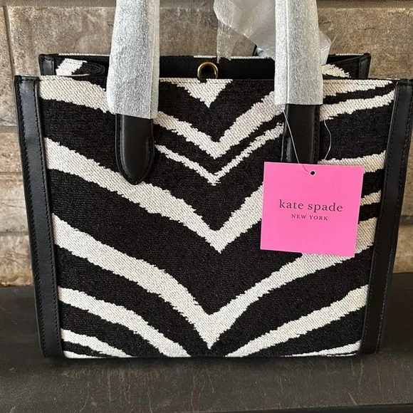 NWT RARE and Retired Kate Spade Black and White Zebra Tote Bag